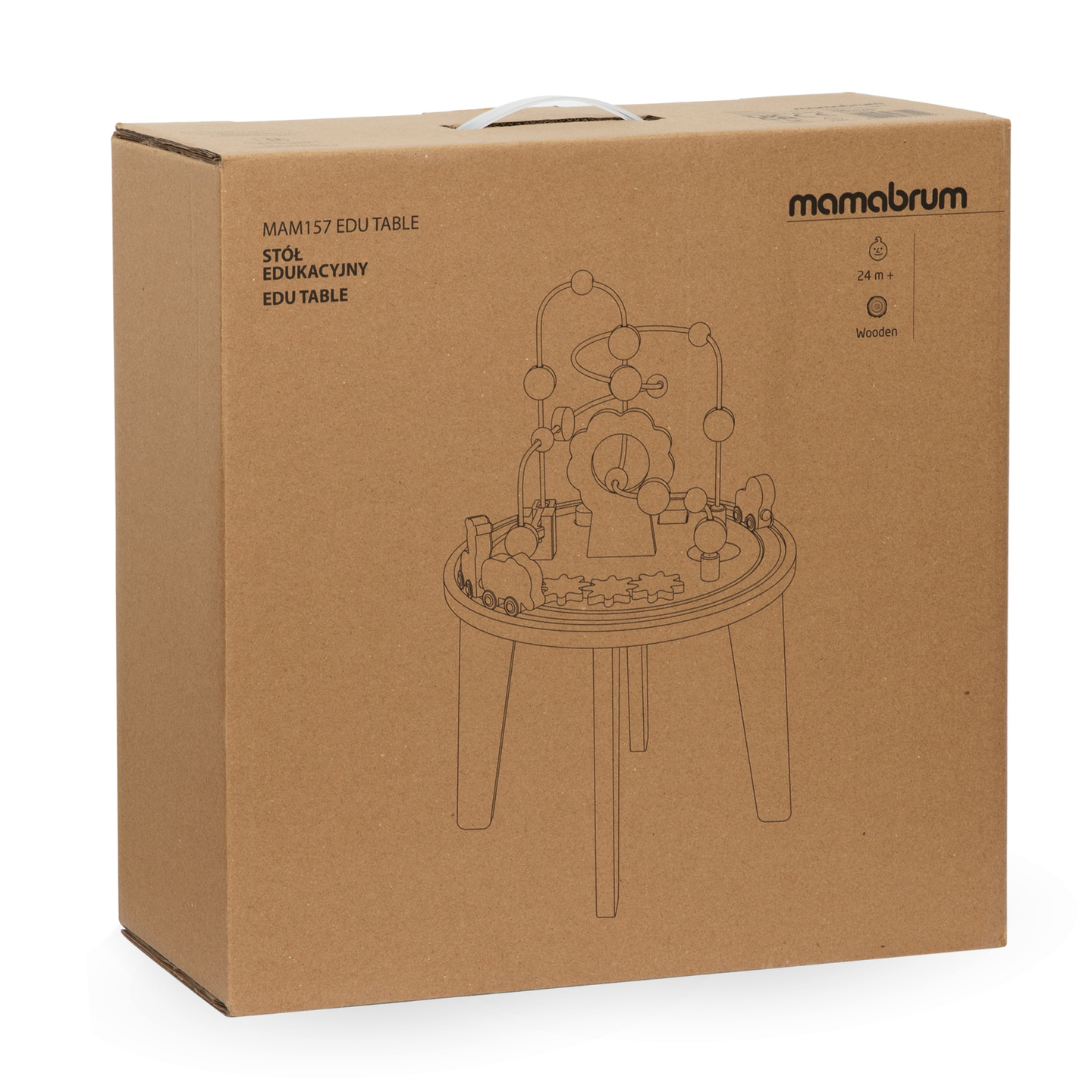 Drveni okrugli edukativni stol s magnetnim vlakićem i bacačem perlica