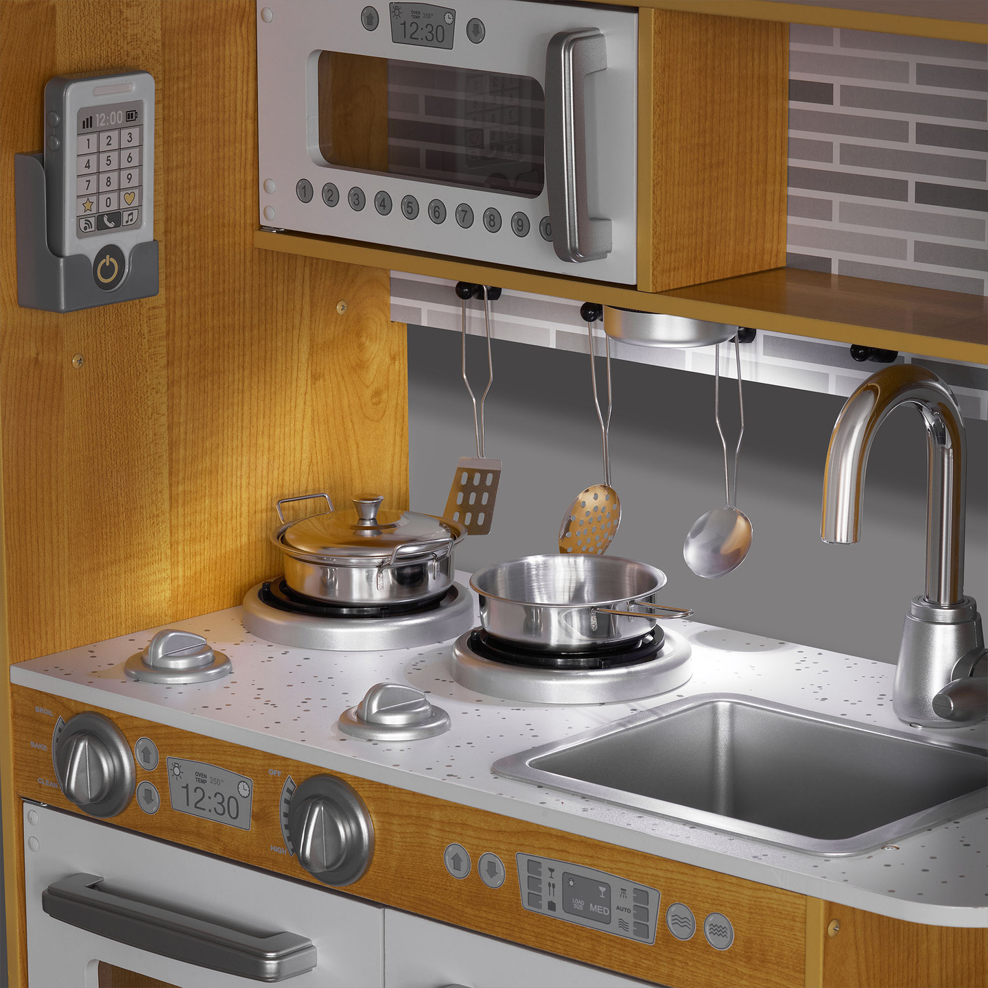 XXL drvena kuhinja s LED rasvjetom, pregačom i priborom