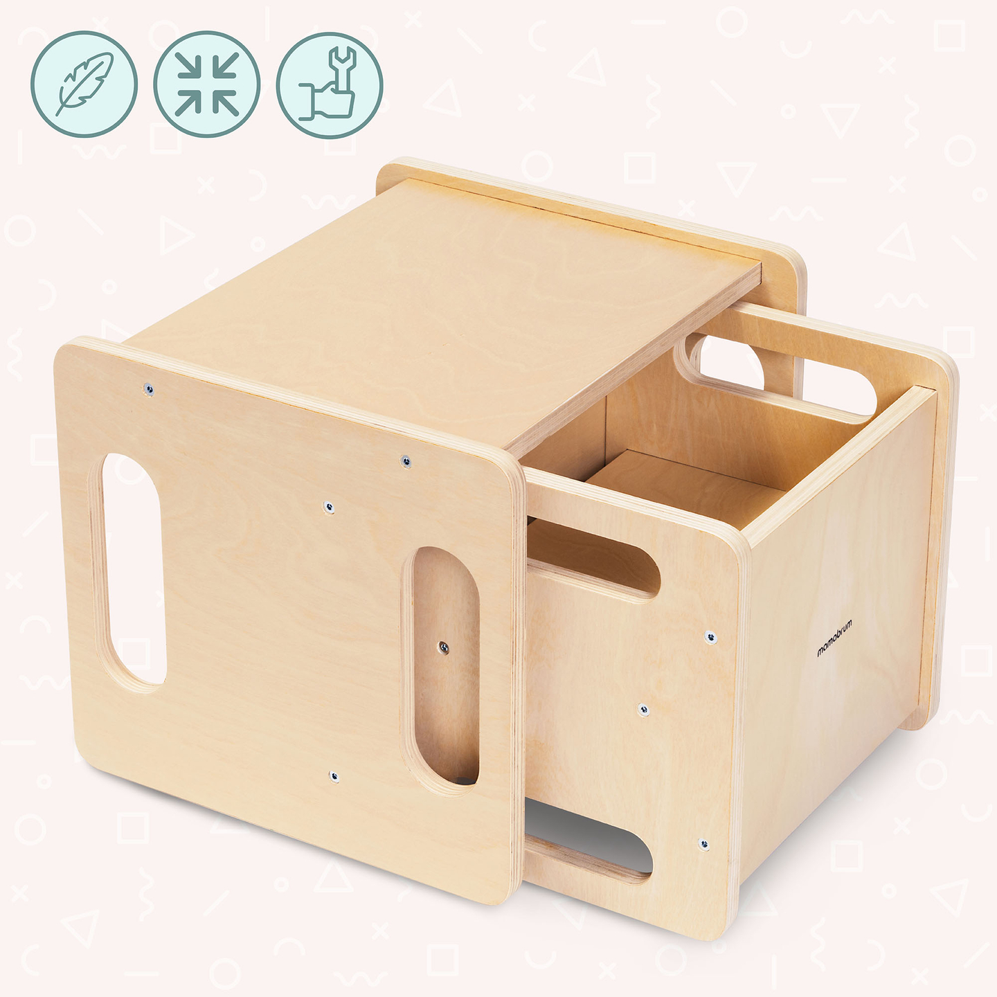 Drveni stol i stolica s funkcijom stepenice – multifunkcionalni Montessori set za djecu