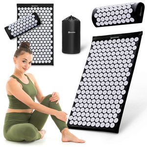 Prostirka za akupresuru s jastukom i navlakom - 72 cm HyperMotion crno-bijela