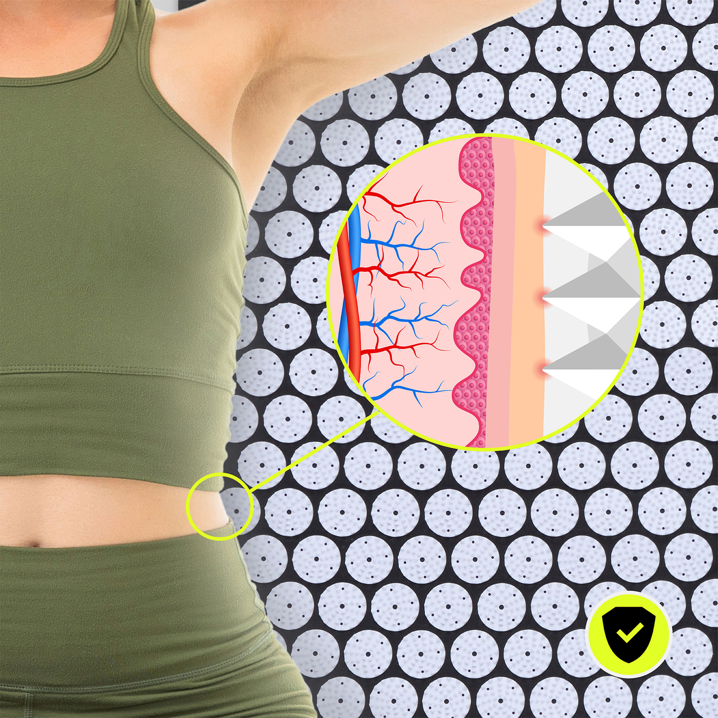 EKO lanena prostirka za akupresuru s kokosovim vlaknima i jastukom od heljde – 68 cm HyperMotion crno-bijela