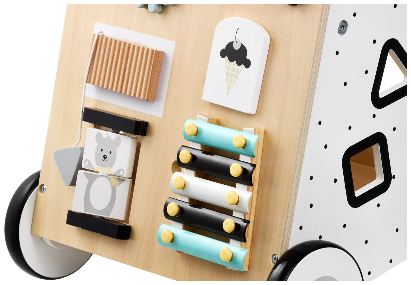 Drvena, edukativna hodalica/guralica za djecu - manipulativna ploča