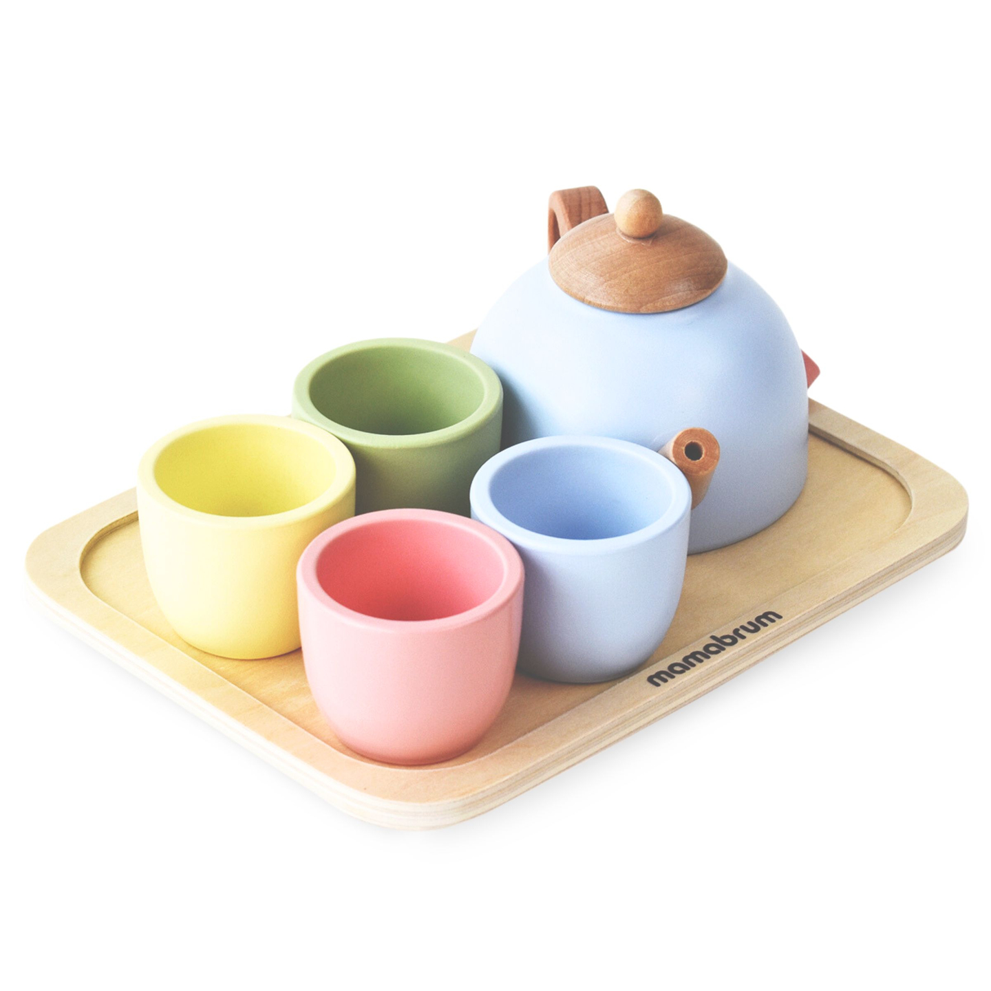 Drveni set za čaj s poslužavnikom - 7 elemenata