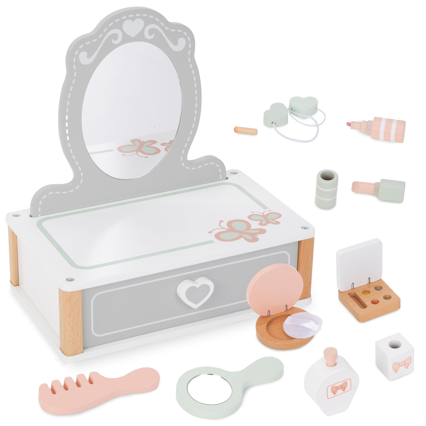 Drveni toaletni stolić za djecu s dodacima