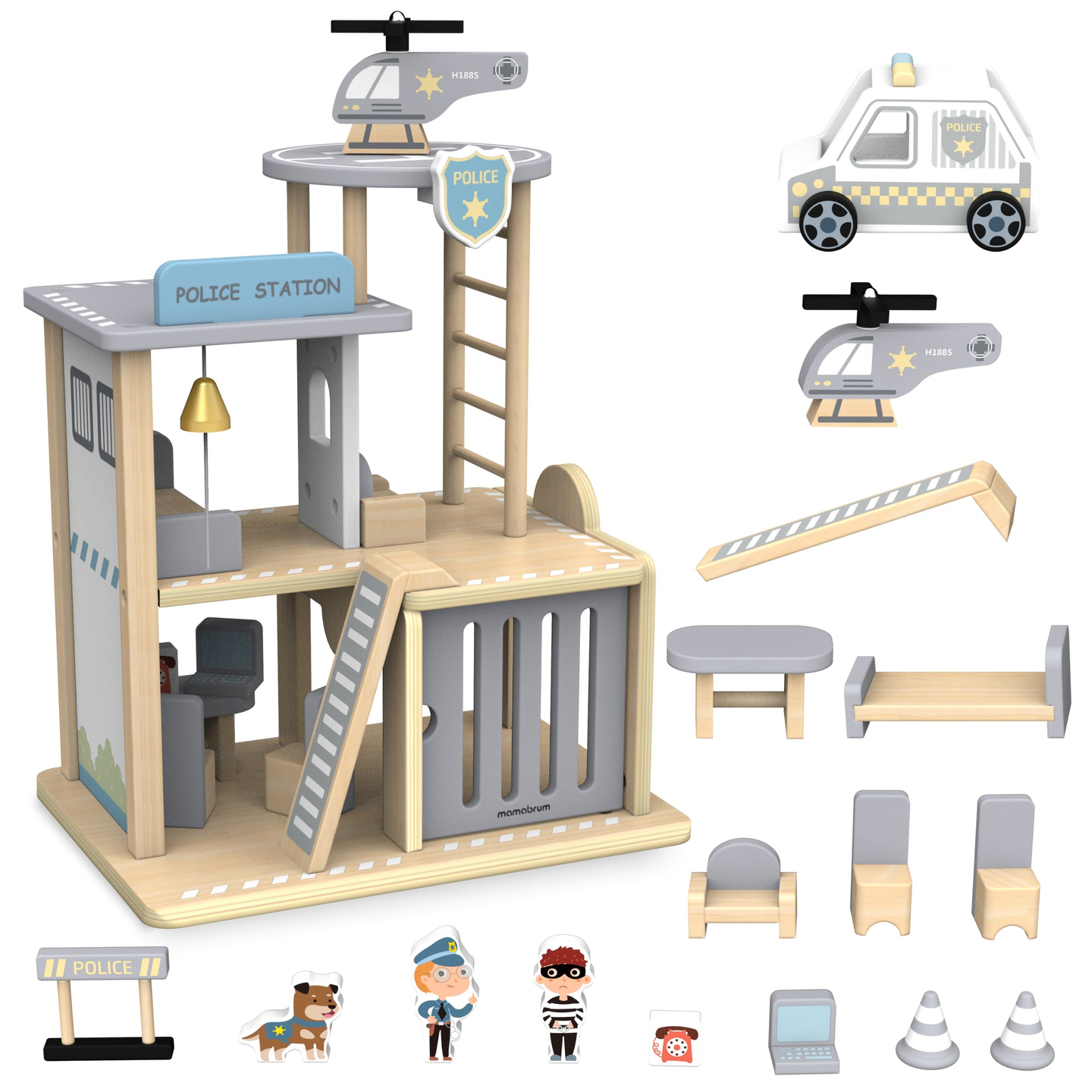 Drvena policijska postaja s dodacima