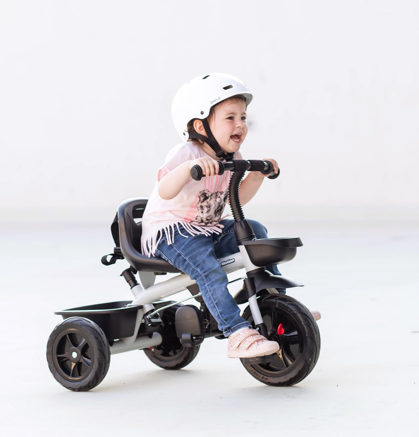 HyperMotion TOBI VECTOR tricikl - trajno napumpani kotači + potiskivač. Boja: svijetlo siva.