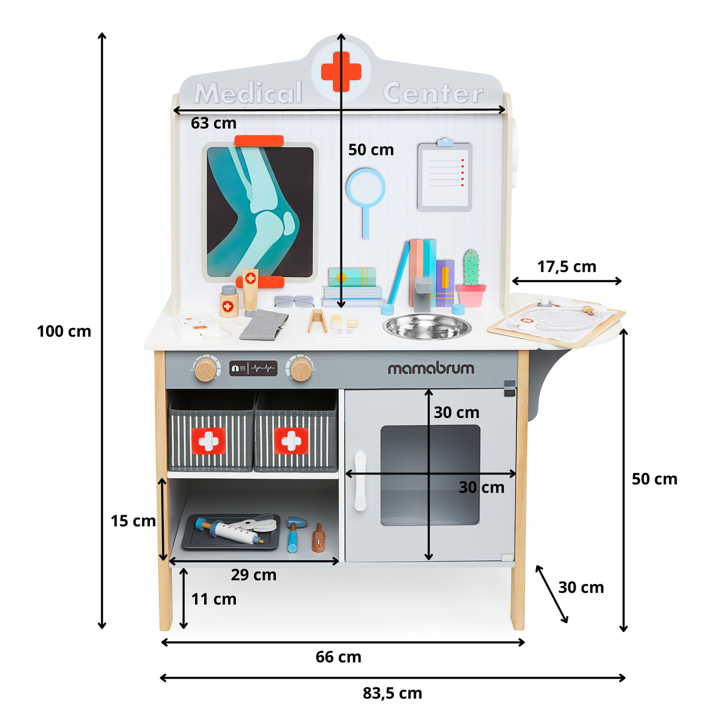 Drvena liječnička ordinacija bolnica XXL - liječnički set s priborom