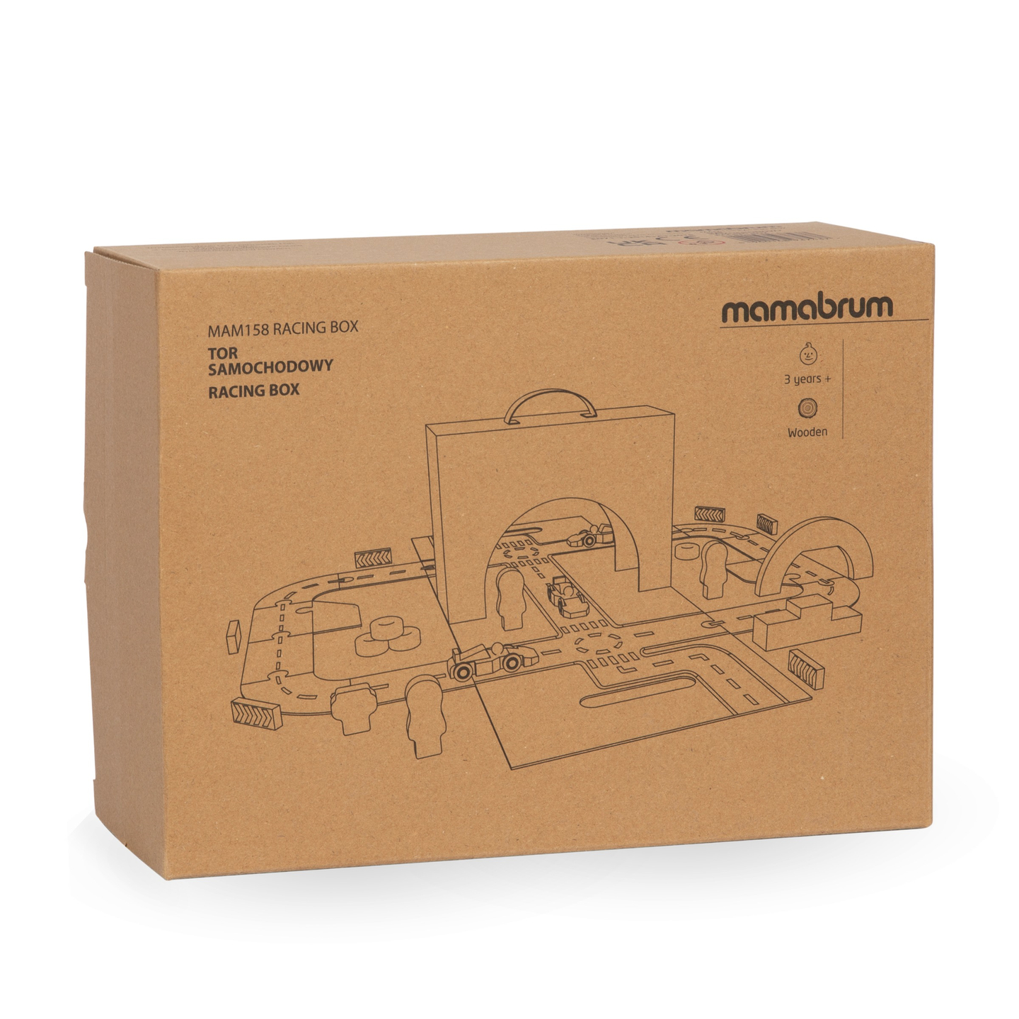 Magnetni kofer s trkaćom stazom, drvenim vozilima i cestovnim dodacima