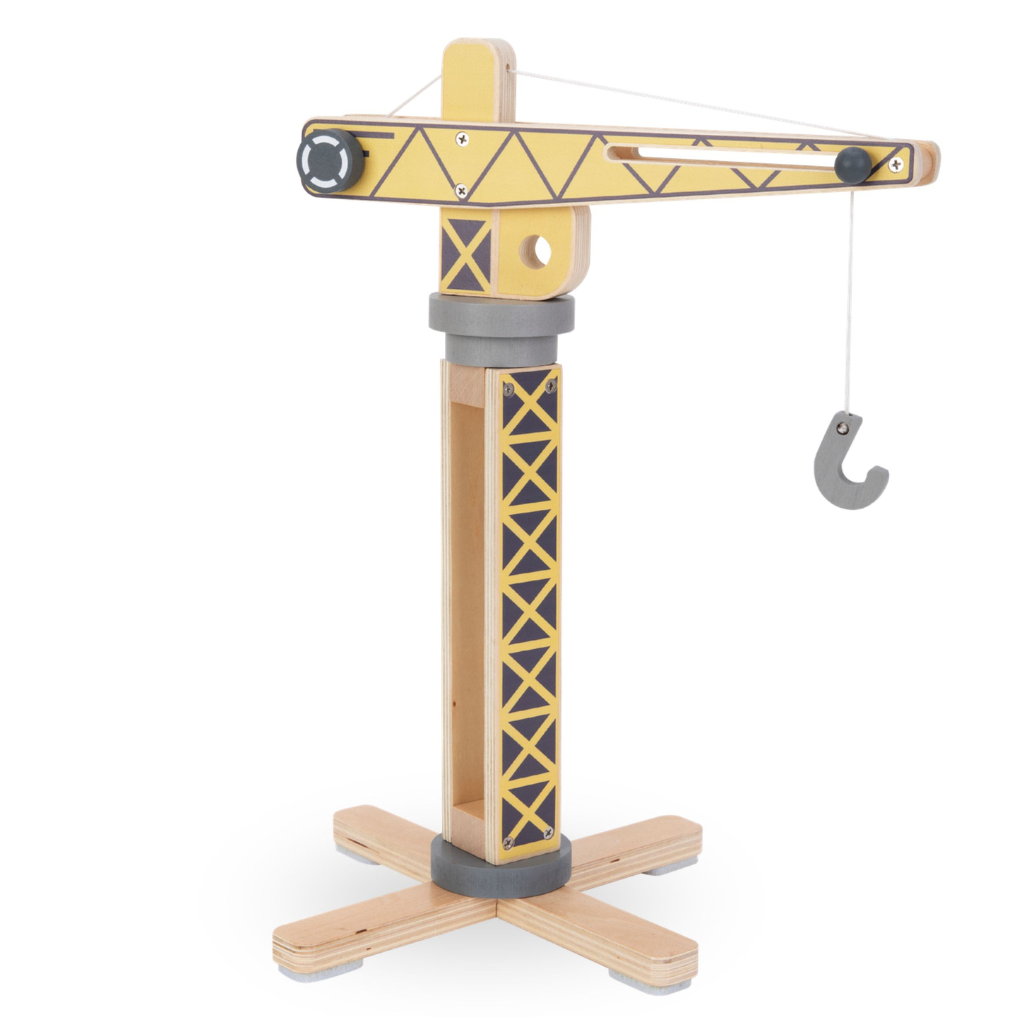 Drveno gradilište s velikim pokretnim kranom i vozilima, toranjski kran