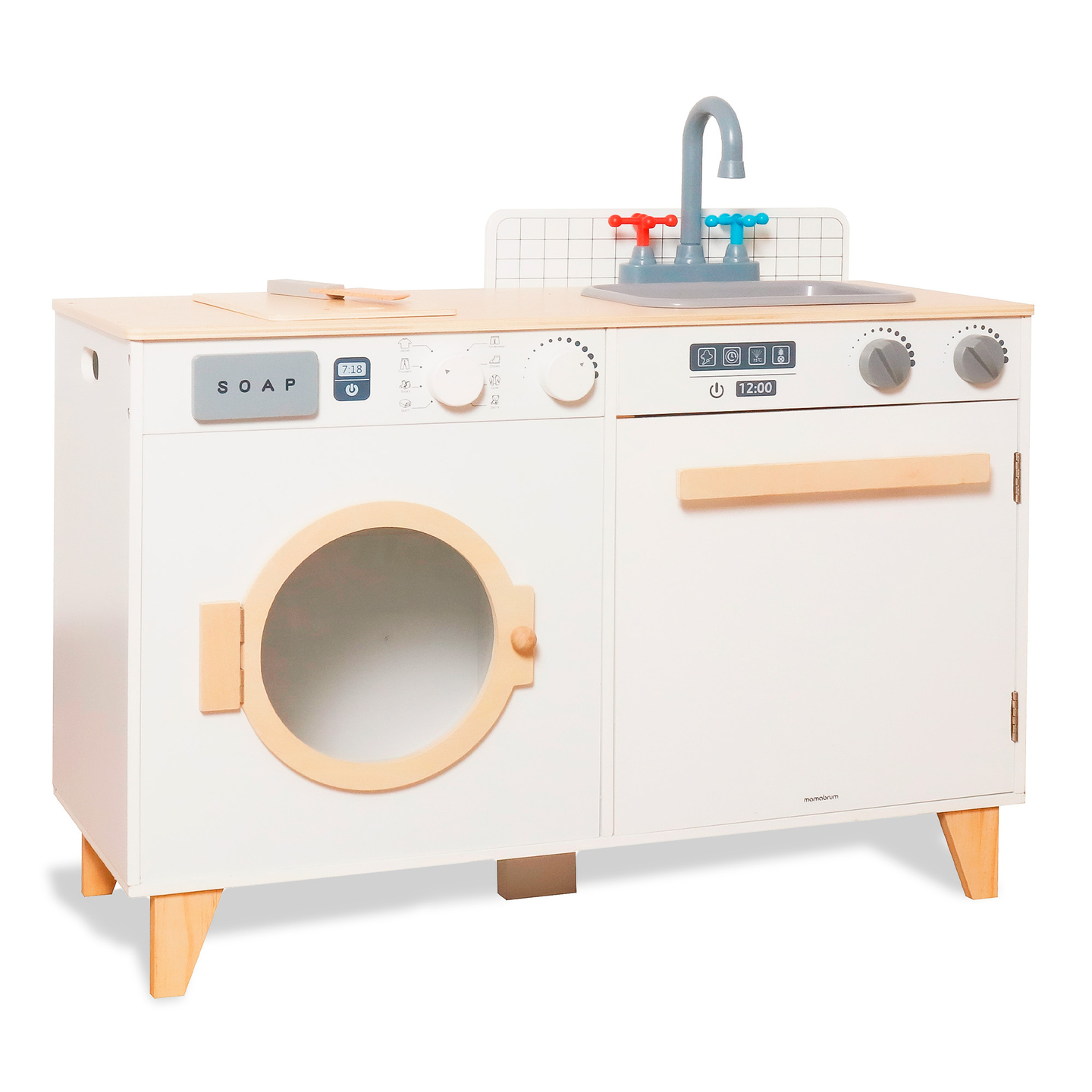 Drvena praonica i kuhinja - 2-u-1 kućni set za djecu