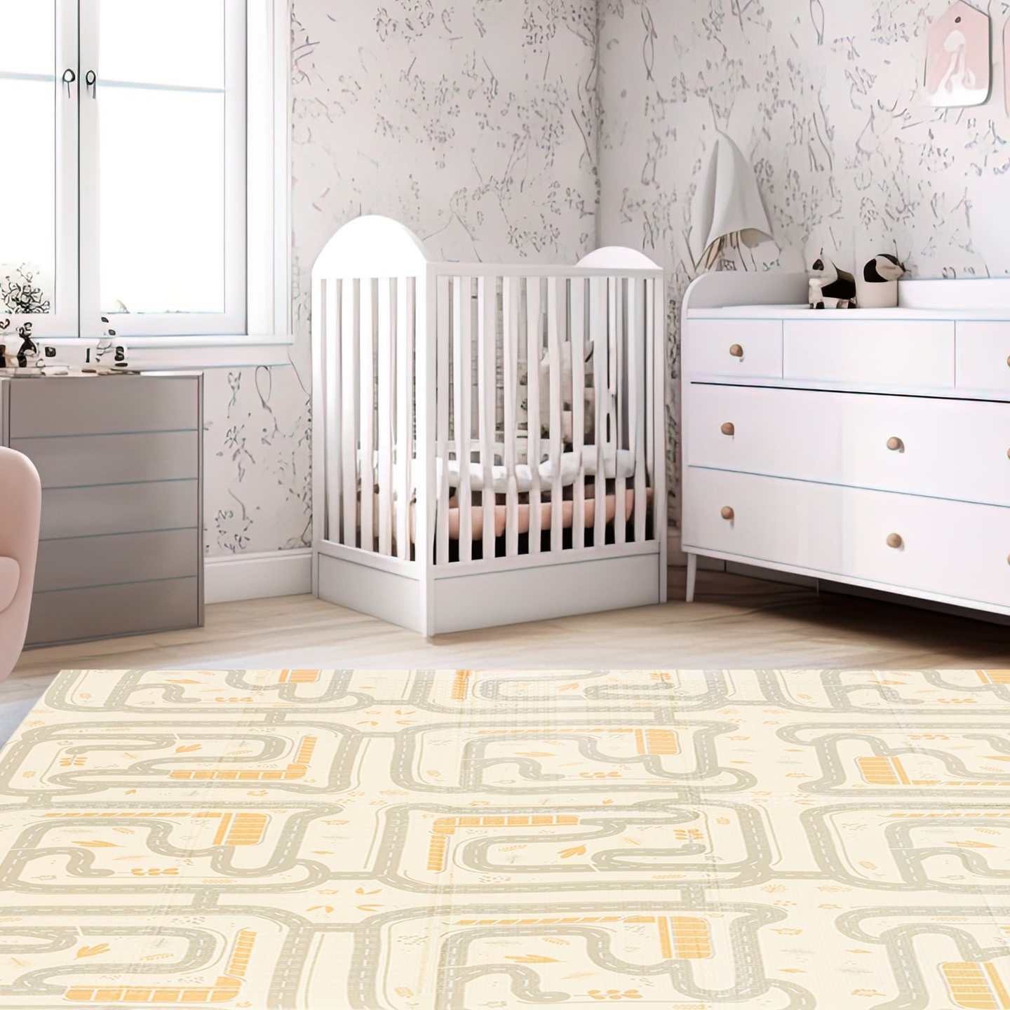 Dvostrana sklopiva pjenasta prostirka 180 x 120 x 1 cm - Magic Forest/Autumn Streets - boho