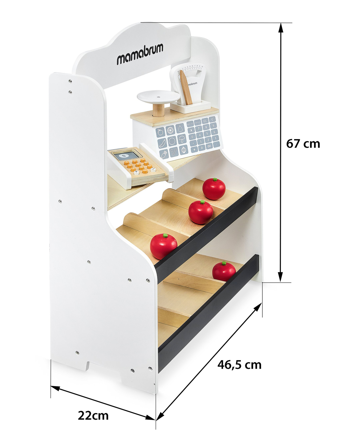 Mini market - trgovina s vagom, terminalom, platnom karticom i voćem