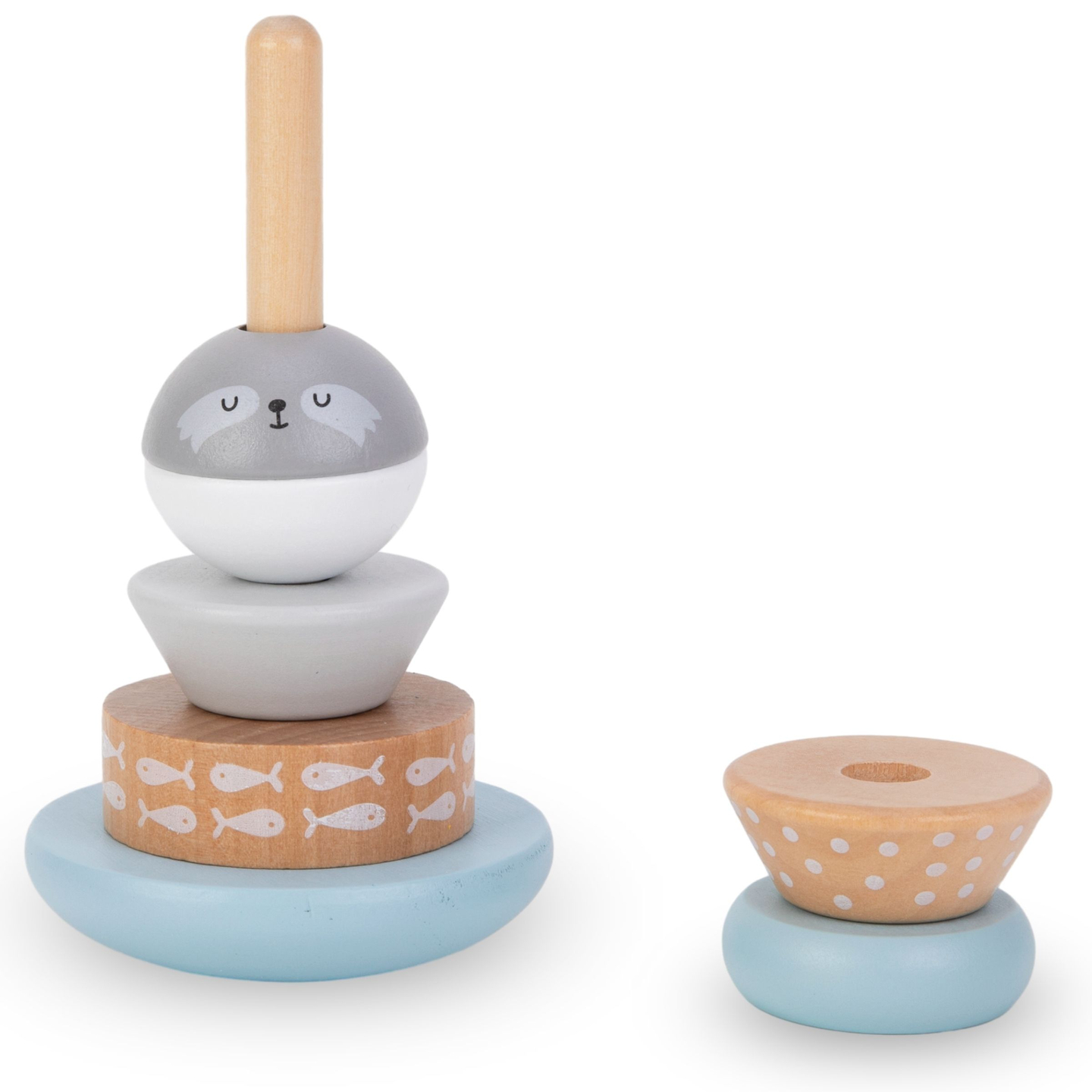 Set drvenih igračaka - šareni splet, Seal piramida, Teddy medo sorter