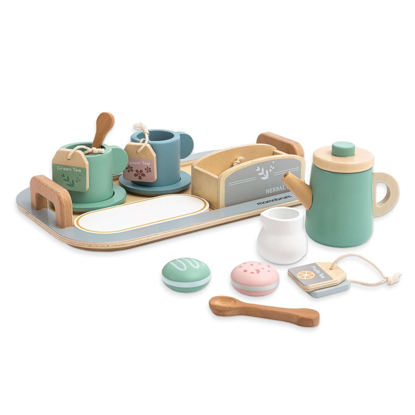 Veliki drveni set za čaj s pladnjem - 18 dijelova