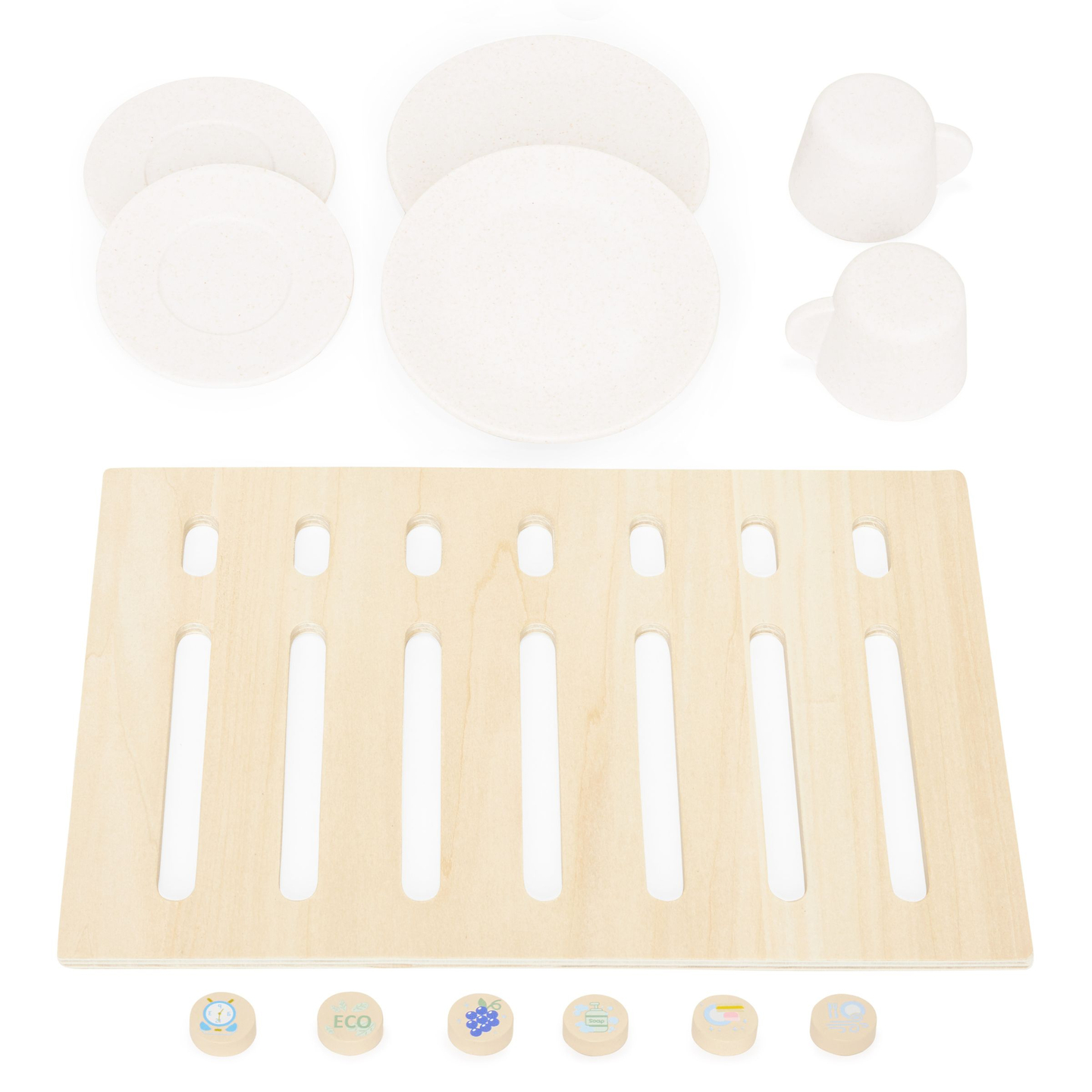 Drvena perilica posuđa s priborom