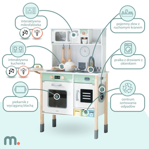 Interaktivna kuhinja s perilicom rublja, perilicom posuđa i pločom za pisanje kredom