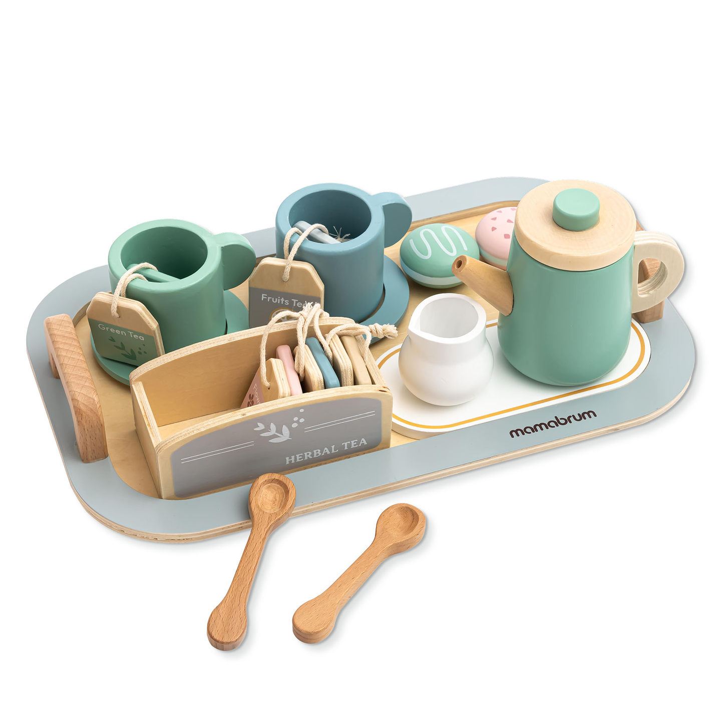 Veliki drveni set za čaj s pladnjem - 18 dijelova