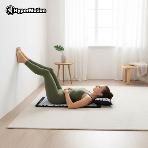 EKO lanena prostirka za akupresuru s kokosovim vlaknima i jastukom od heljde – 68 cm HyperMotion crno-bijela