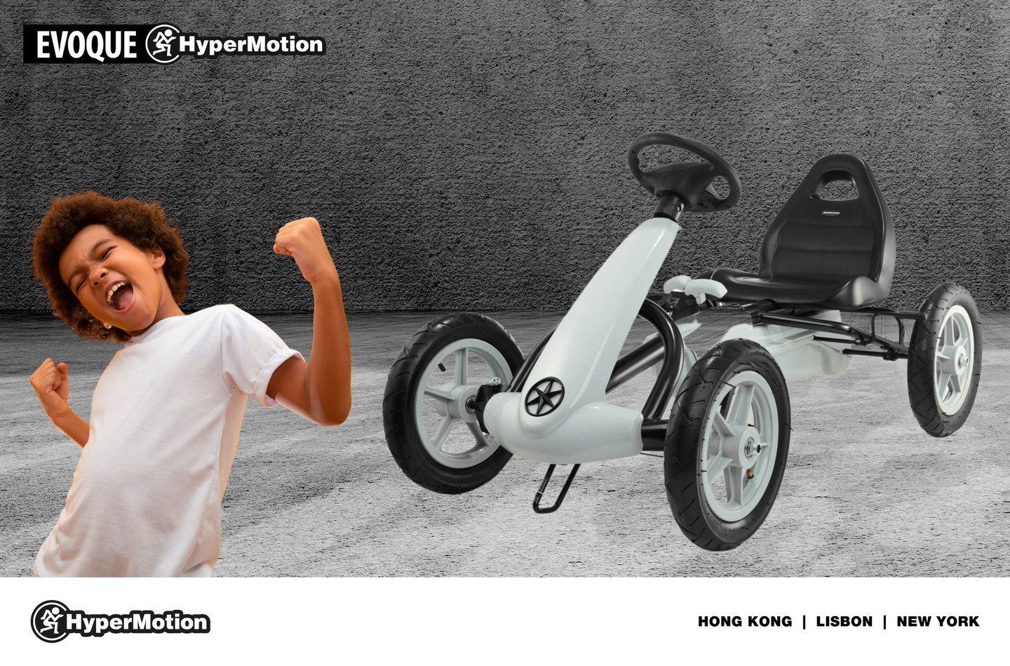 EVOQUE karting s pedalama za djecu - jahanje za djecu 5-8 godina - siva