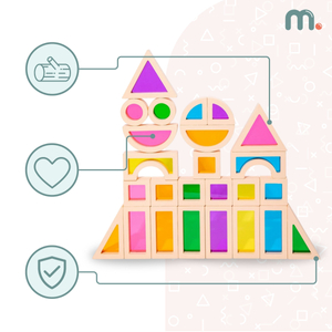 Drveni blokovi u duginim bojama - 25 komada