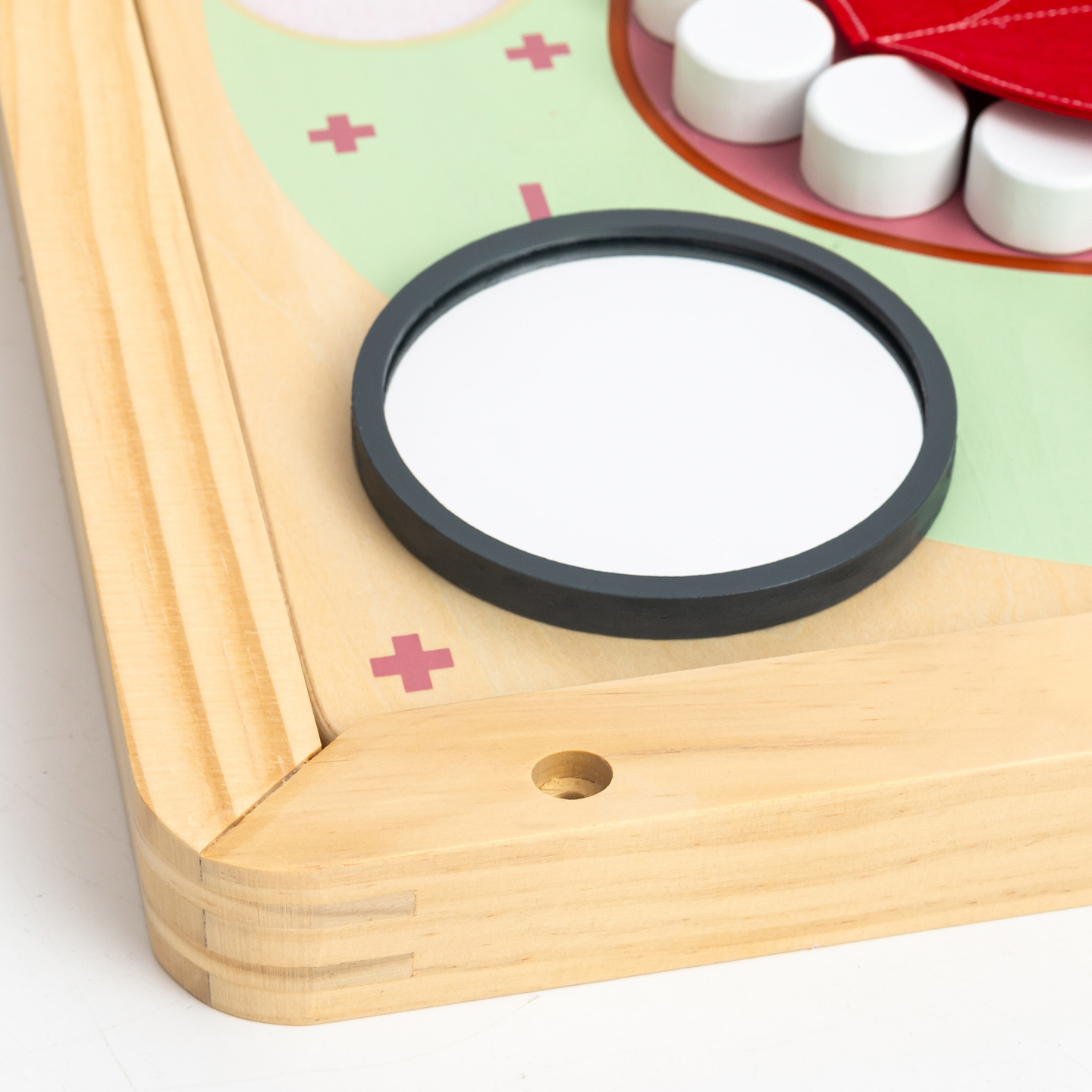 Drvena Montessori edukativna ploča za mali stomatolog - četkica za zube, pasta za zube, zubi koji se mogu ukloniti, ogledalo, hrana, okusi za učenje