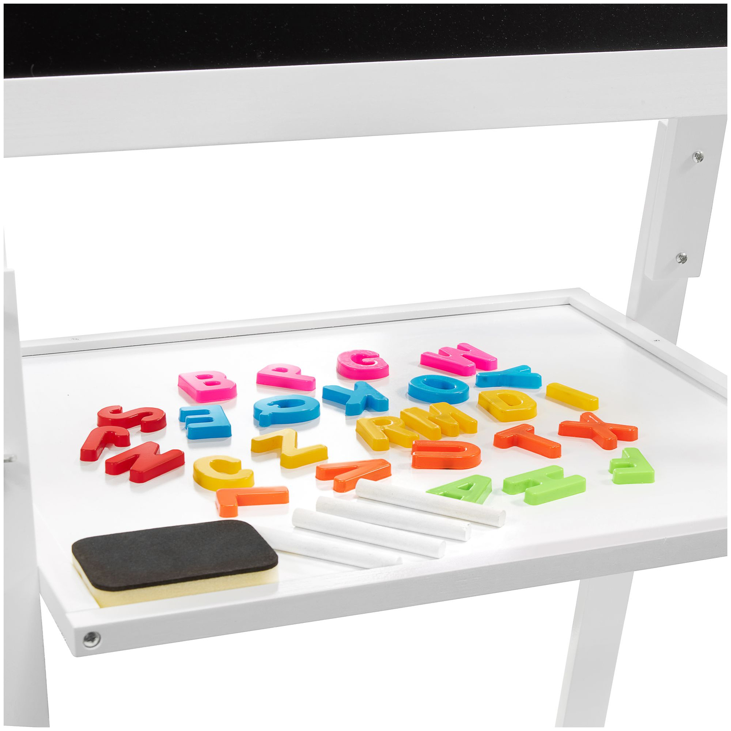 Dvostrana edukativna ploča: magnetna i kreda - suhobrisanje, drvena, dječja, sklopiva