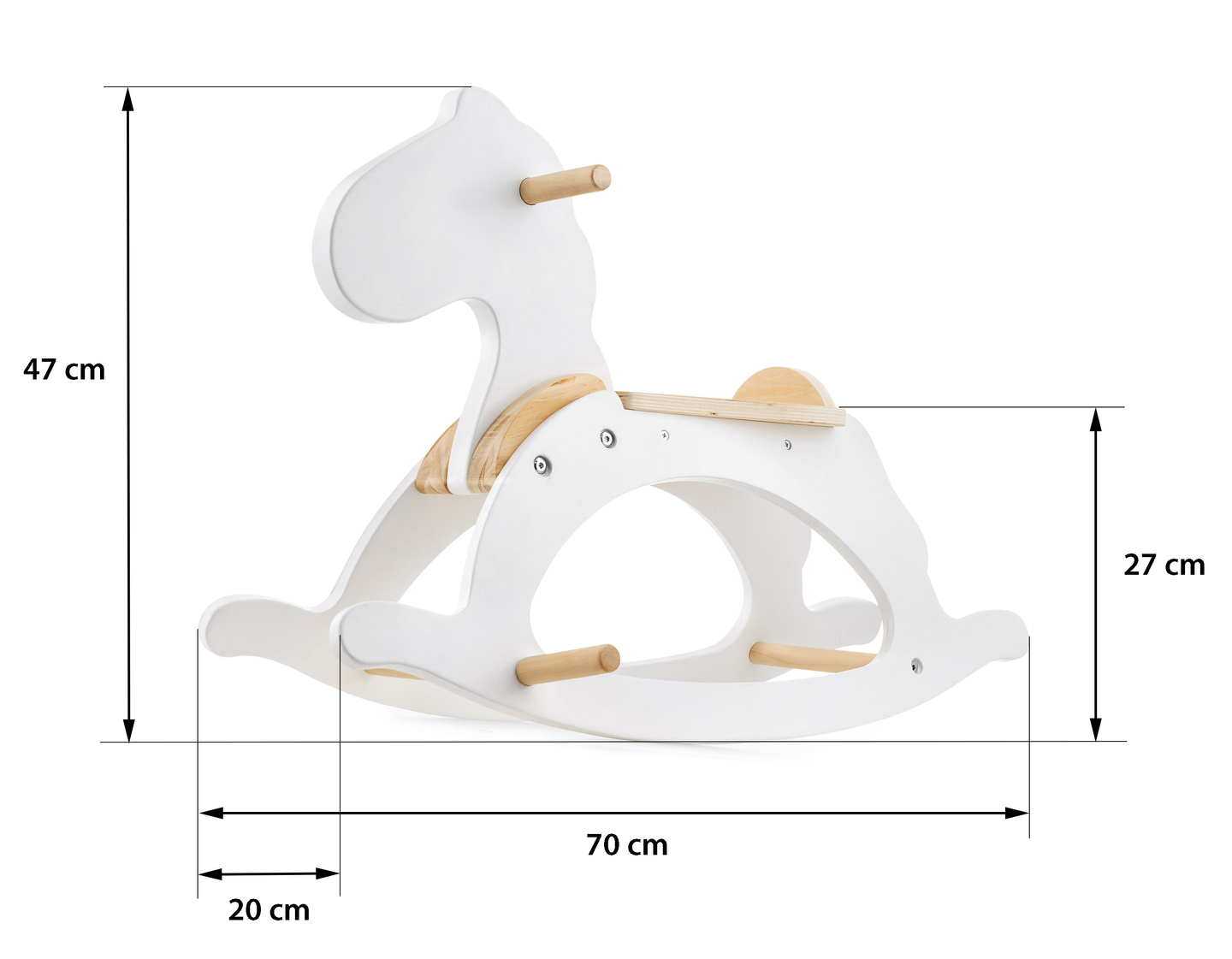 Drveni konjić za ljuljanje - bijeli - od 12 mjeseci
