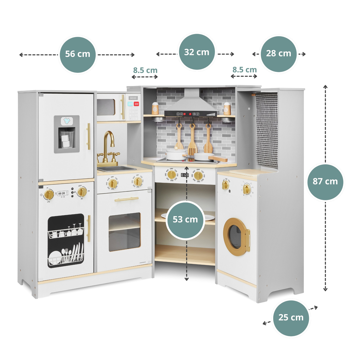 Drvena, interaktivna XXXL kuhinja s LED rasvjetom, napom i priborom