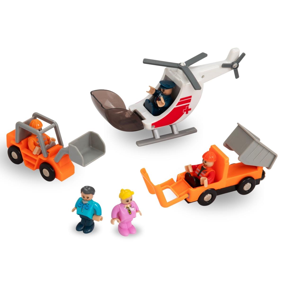 Drvena željeznica, vlak na baterije - Grad: tračnice, automobili, most, aerodrom