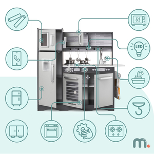 XXL drvena kuhinja s LED rasvjetom, pregačom i priborom