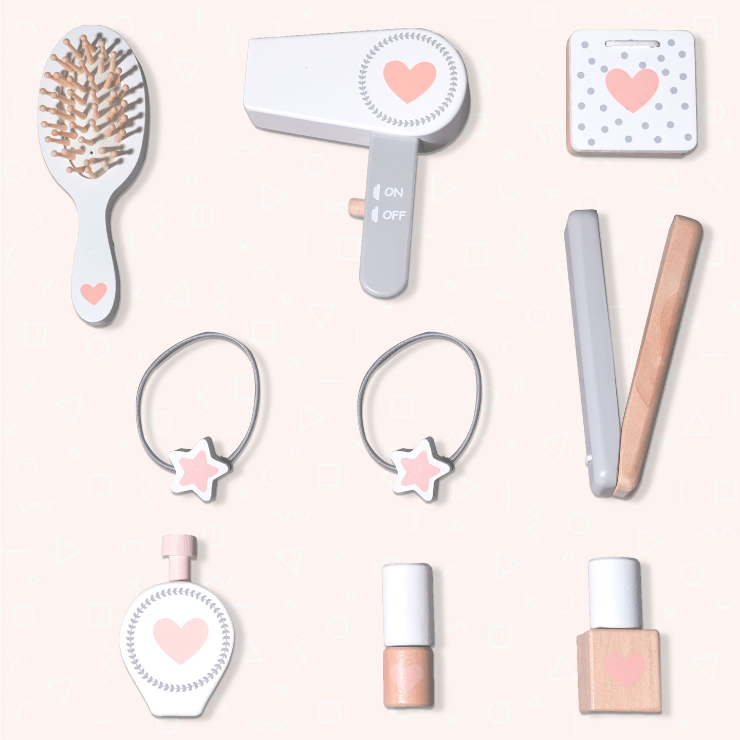 Drveni dječji toaletni stolić sa stolicom, priborom i LED rasvjetom