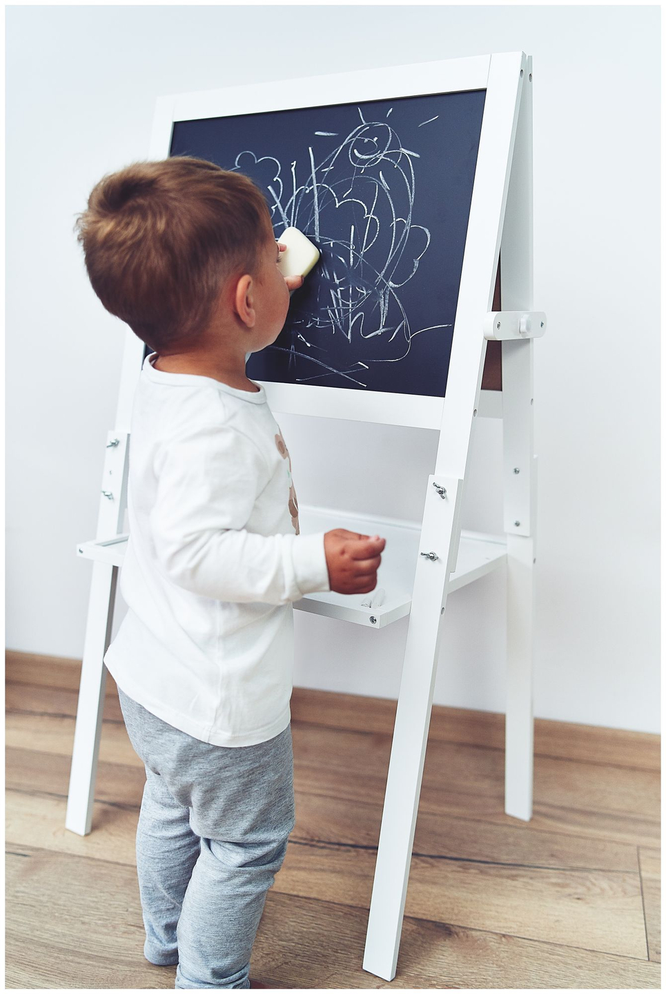 Dvostrana edukativna ploča: magnetna i kreda - suhobrisanje, drvena, dječja, sklopiva