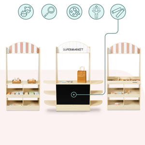 Velika drvena dječja trgovina s pločom - 91 dio za zabavnu kupovinu!