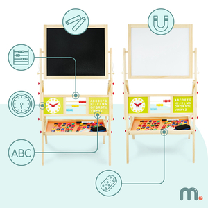 Velika dvostrana edukativna ploča: magnetna i kreda - suhobrisanje, drvena