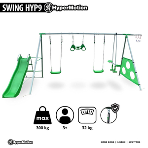 XXXL vrtno igralište za djecu s ljuljačkama, toboganom, gimnastičkim trapezom, košem za košarku i nogometnim golom