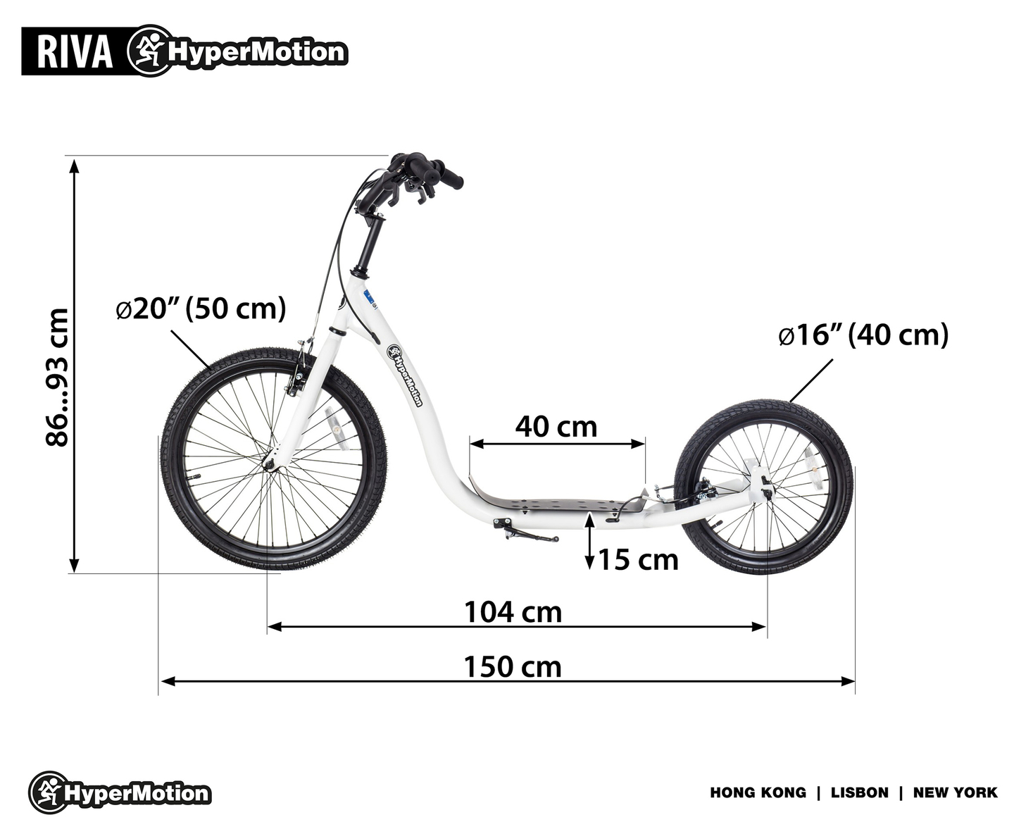 HyperMotion RIVA gradski skuter s kotačima na napuhavanje od 50 cm i 40 cm