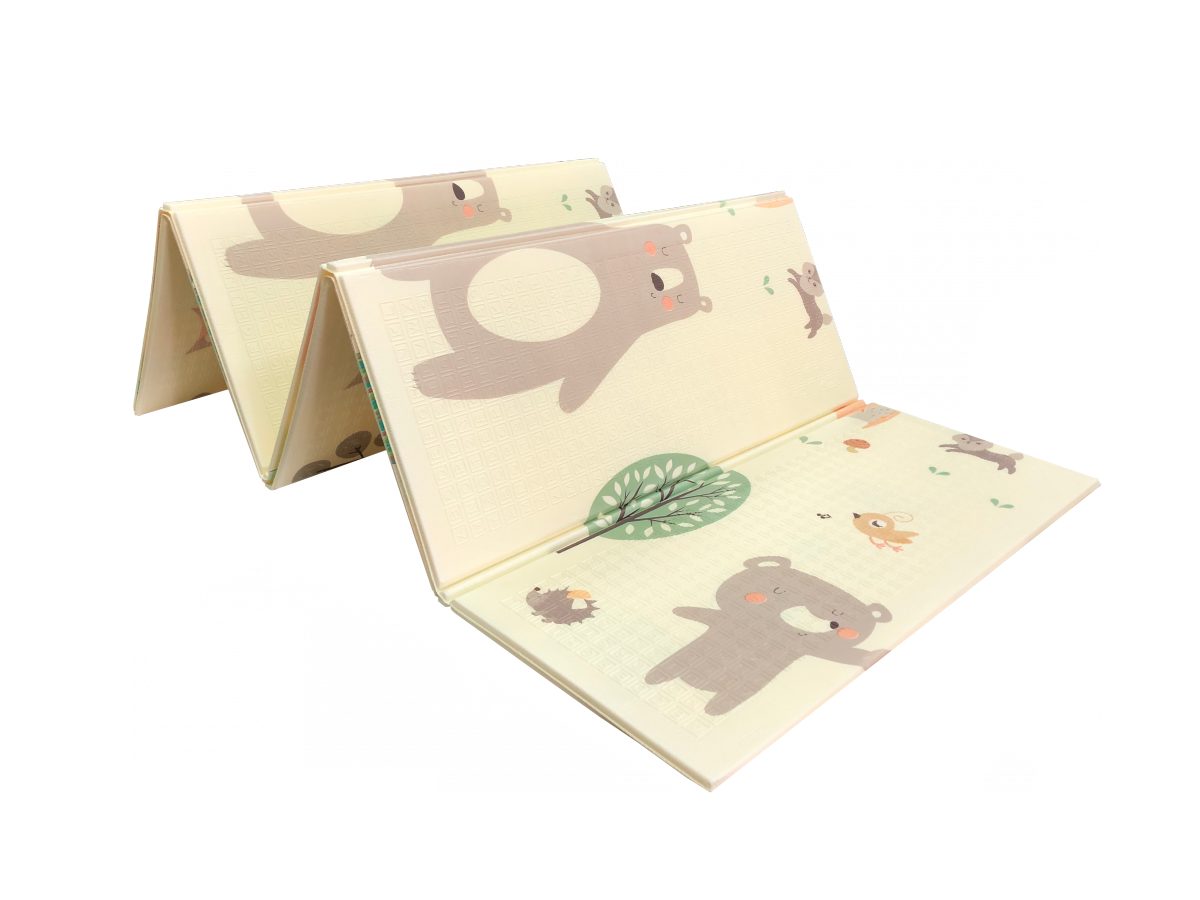 Dvostrana XXL pjenasta prostirka - sklopiva 1 CM (šuma s medvjedićem i konjima)