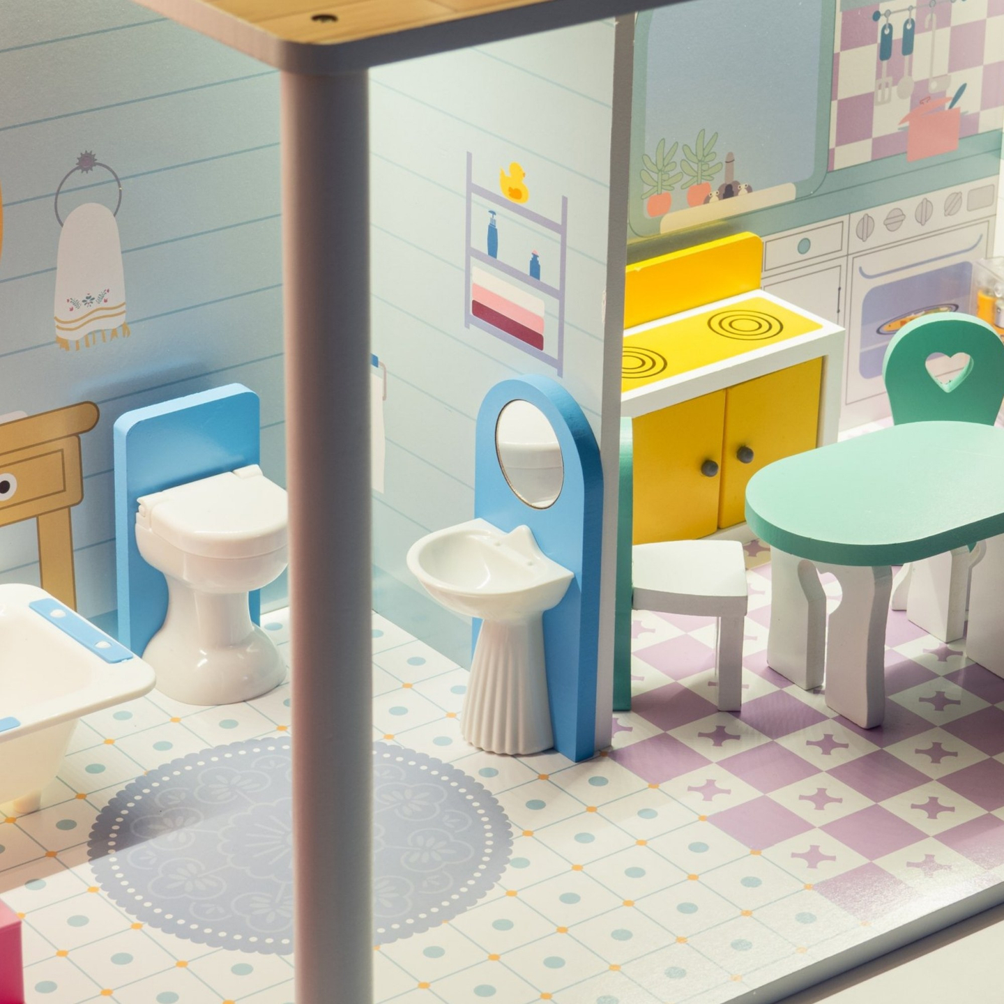 XXL Najveća drvena kućica za lutke - 123 cm - LED osvijetljena - terasa, pribor, vrt