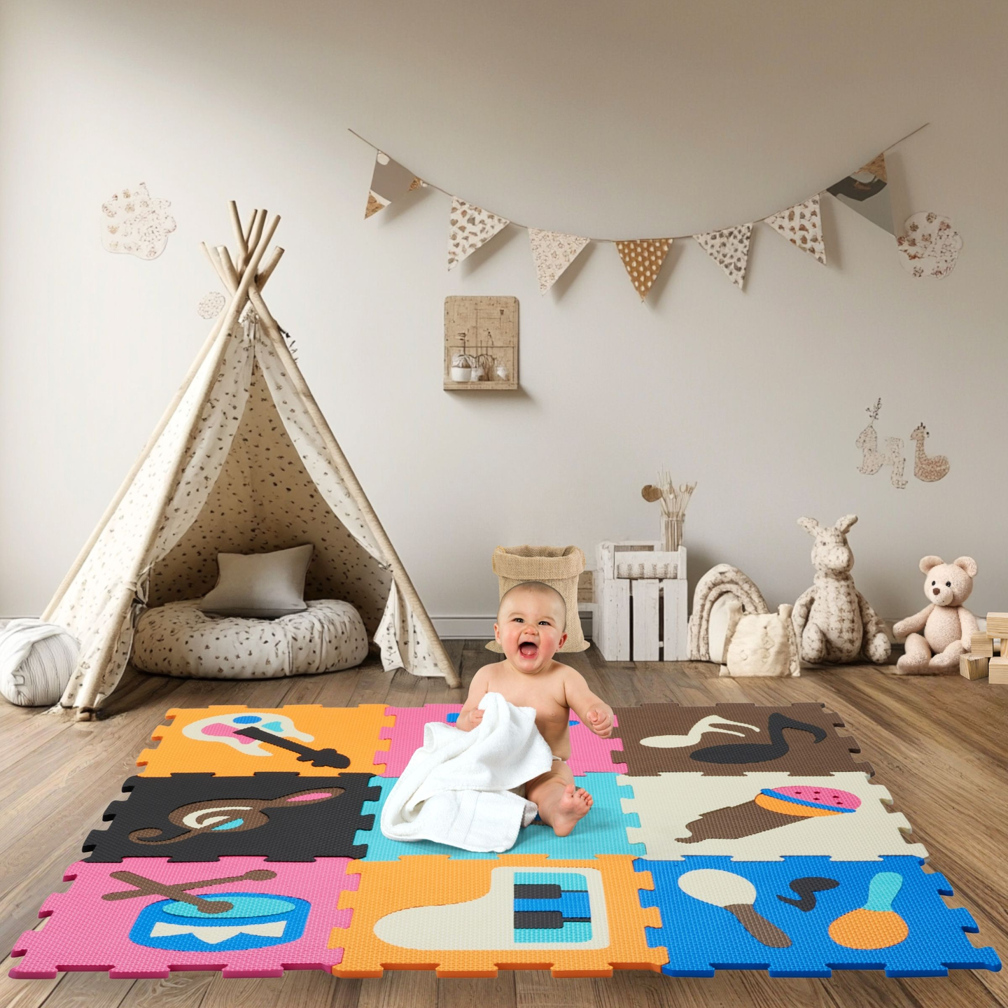 Edukativna puzzle od pjene 90 x 90 x 1 cm - EVA pjena - uzorak: instrumenti