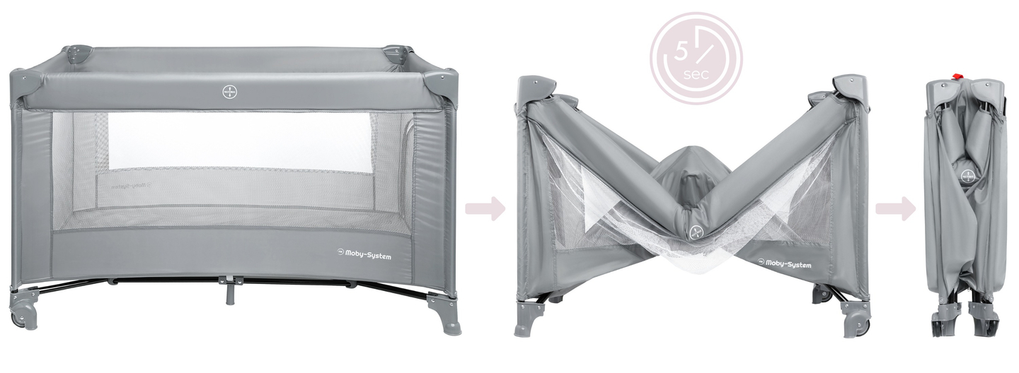 Prijenosni putni krevetić Happy Traveller BASIC - sivi