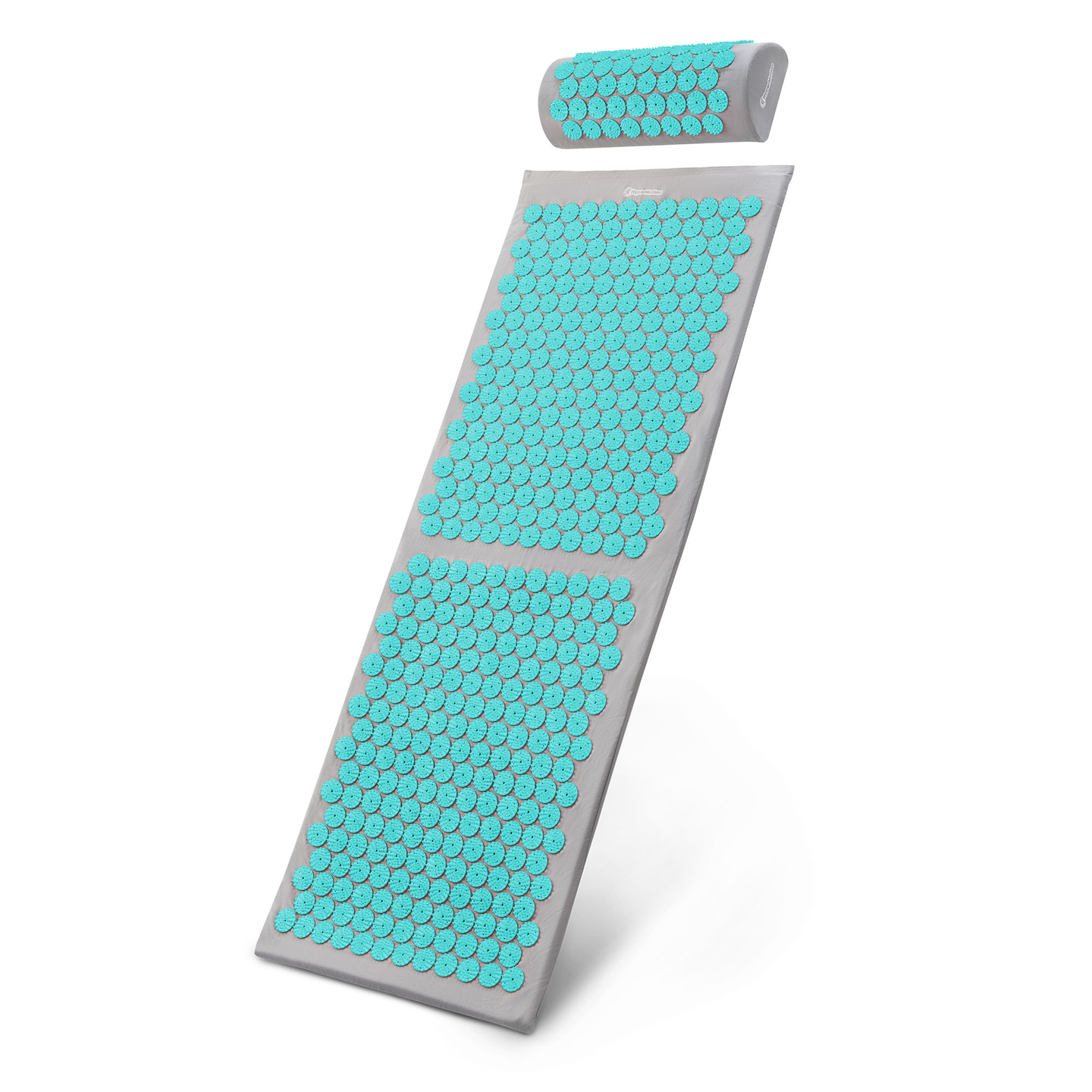 Velika akupresurna prostirka s jastukom i navlakom - 130 cm HyperMotion sivo-menta