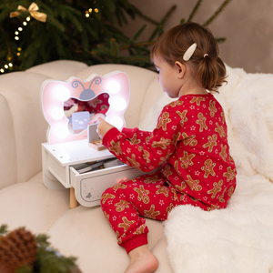 Drveni mini toaletni stolić s LED rasvjetom - Leptir