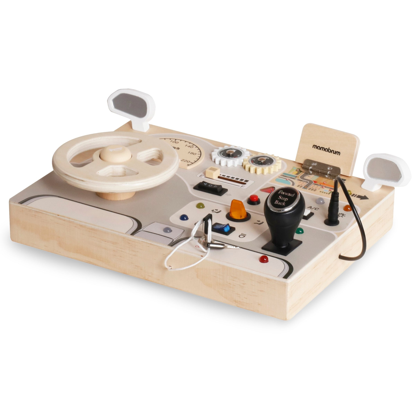 Drvena Montessori ploča za igru za malu djecu - Automobilska nadzorna ploča