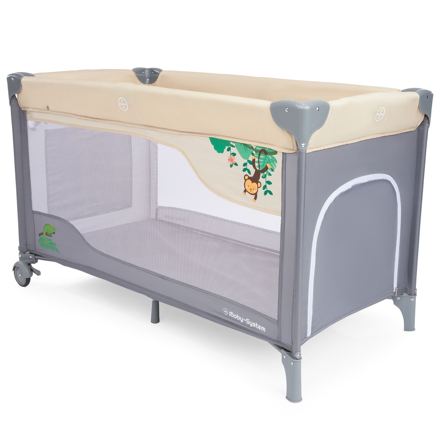 Putni krevetić 0 - 36 m sa stolom za prematanje + Moby-System HUXLEY igralište