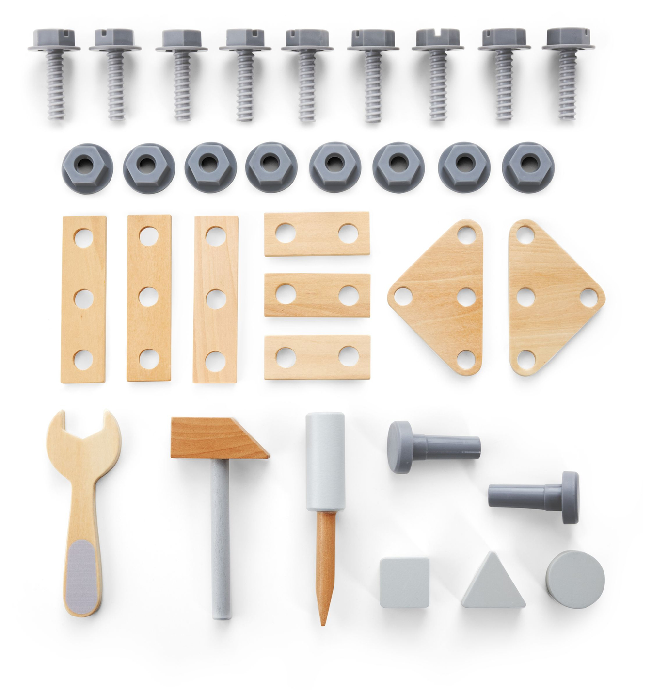 Drvena hodalica 3u1, guralica + radionica - 47 elemenata