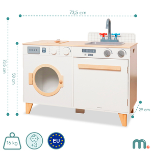 Drvena praonica i kuhinja - 2-u-1 kućni set za djecu