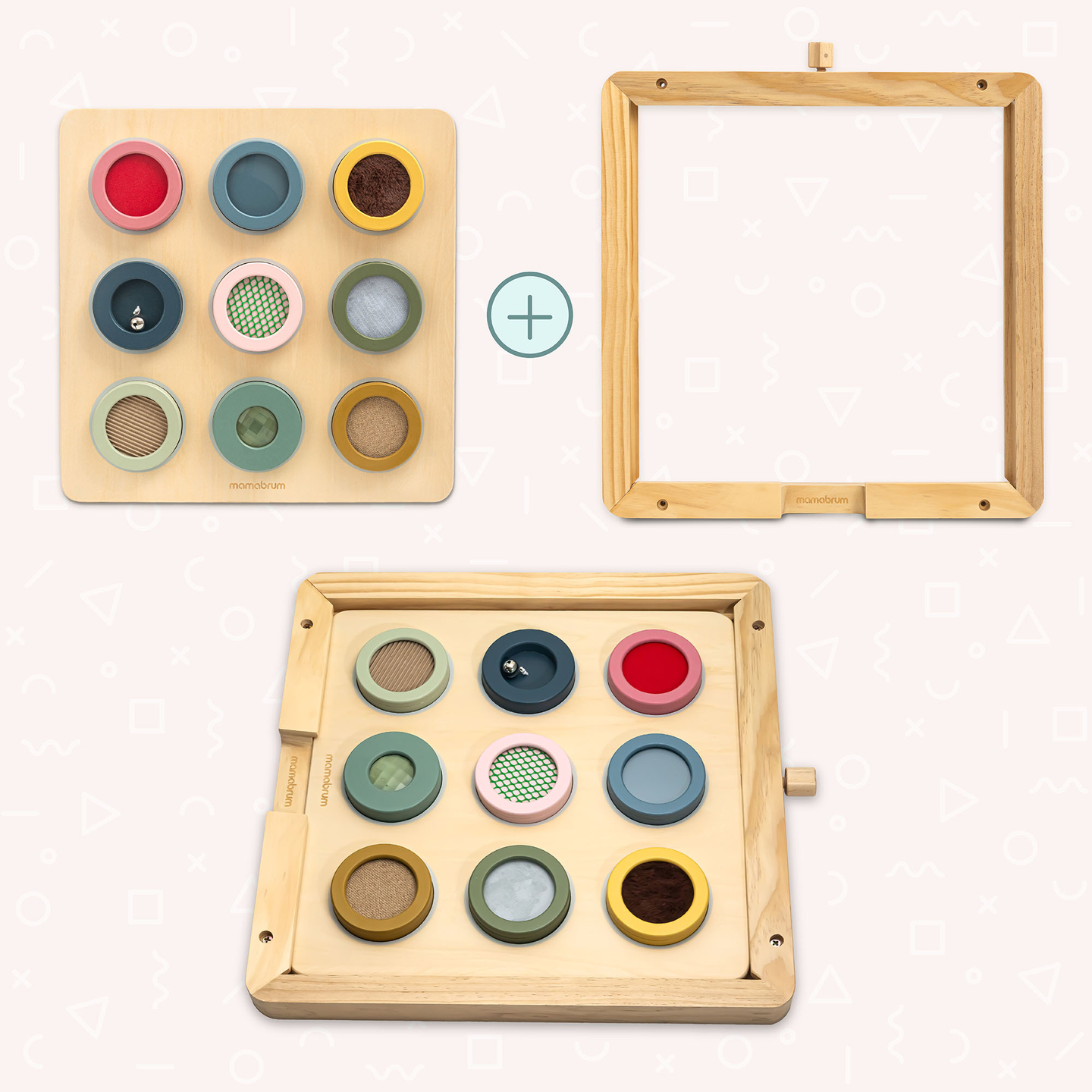Drvena Montessori senzorna ploča – 9 tekstura za otkrivanje i razvoj osjeta dodira