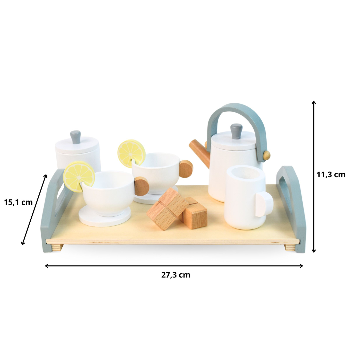 Veliki drveni set za čaj s poslužavnikom - 17 elemenata