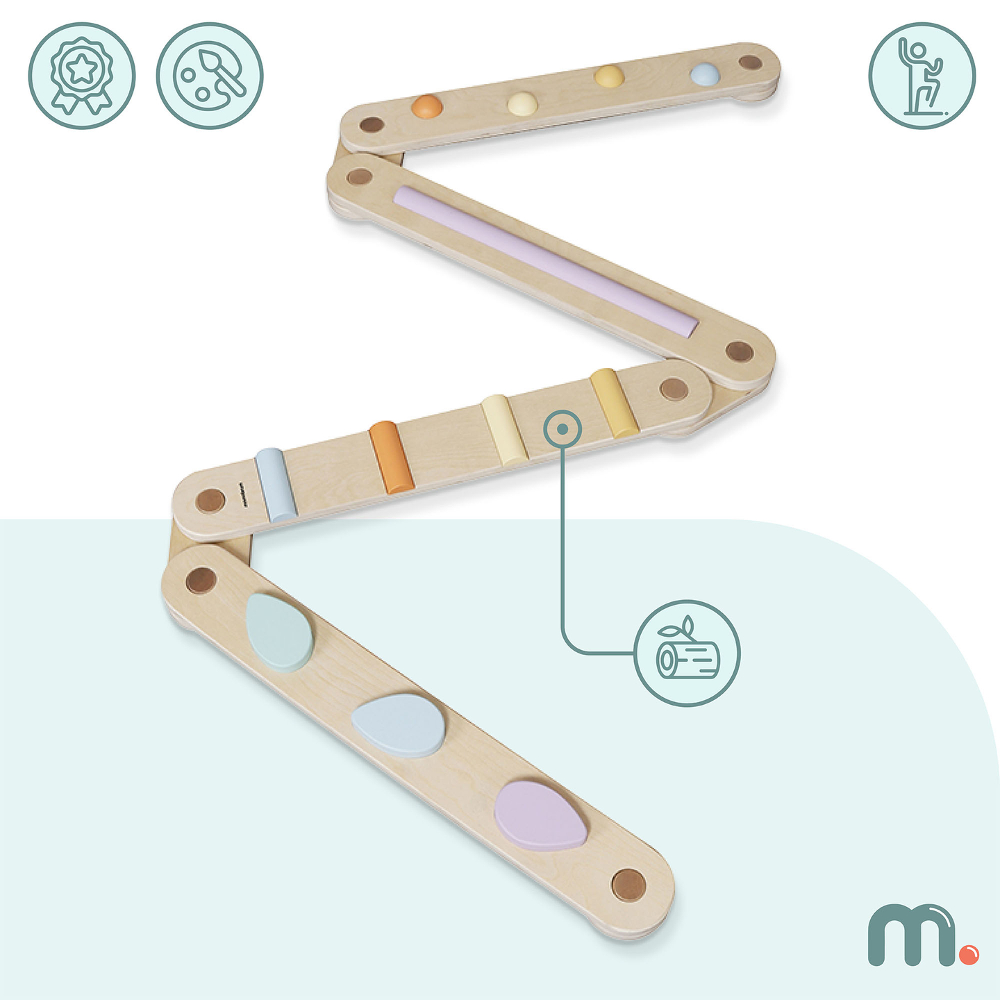 Velika drvena senzorna staza - staza za ravnotežu - 9 elemenata