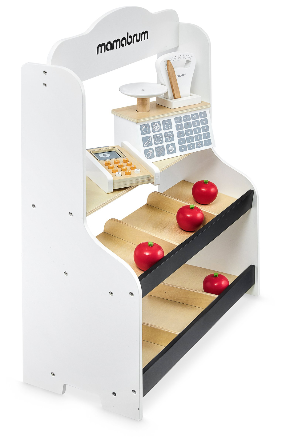 Mini market - trgovina s vagom, terminalom, platnom karticom i voćem